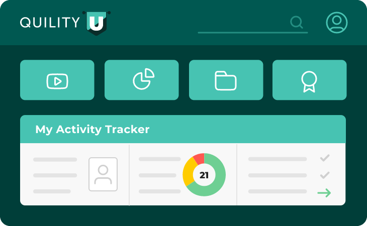 View of the Quility University dashboard